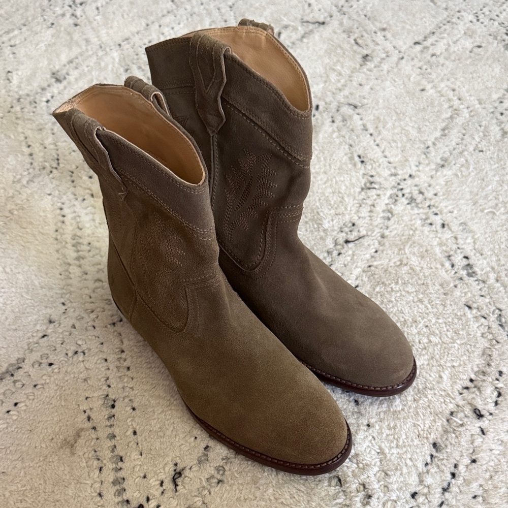Frye Women's Suede Ankle Booties — Olive Brown